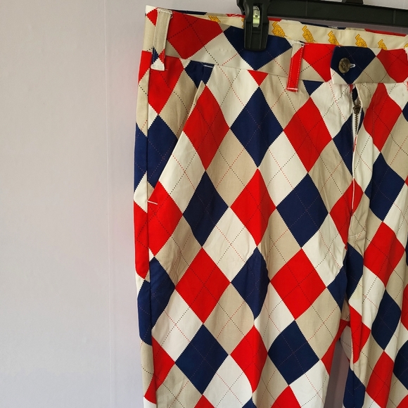 Loudmouth Harlequin Golf Pants Diamond Dixie Print 40×32 - Picture 6 of 8